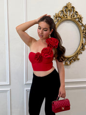 Gardenia One Shoulder Top (Red)