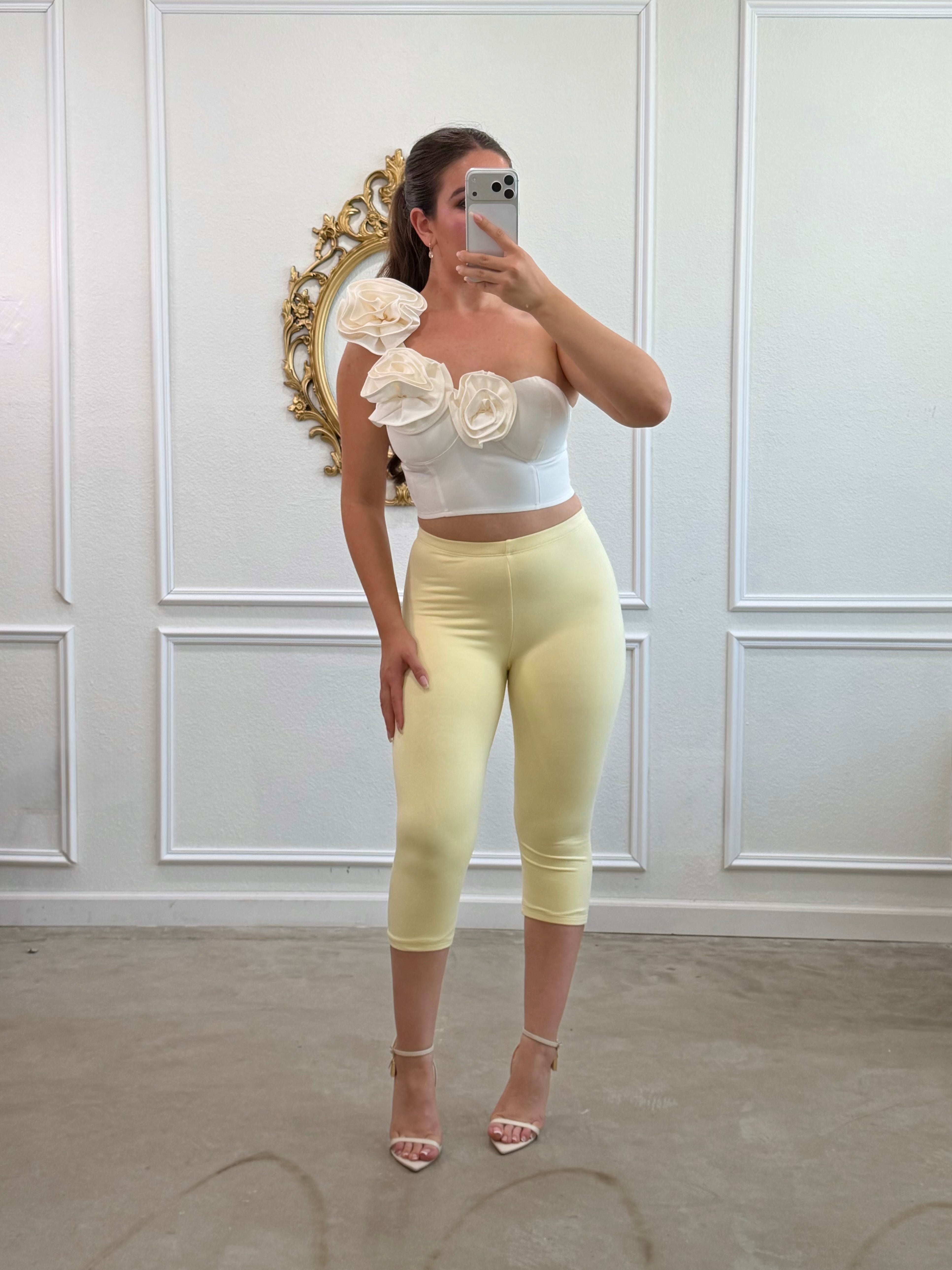 Valerie Capri Pants - High Rise (Light Yellow)