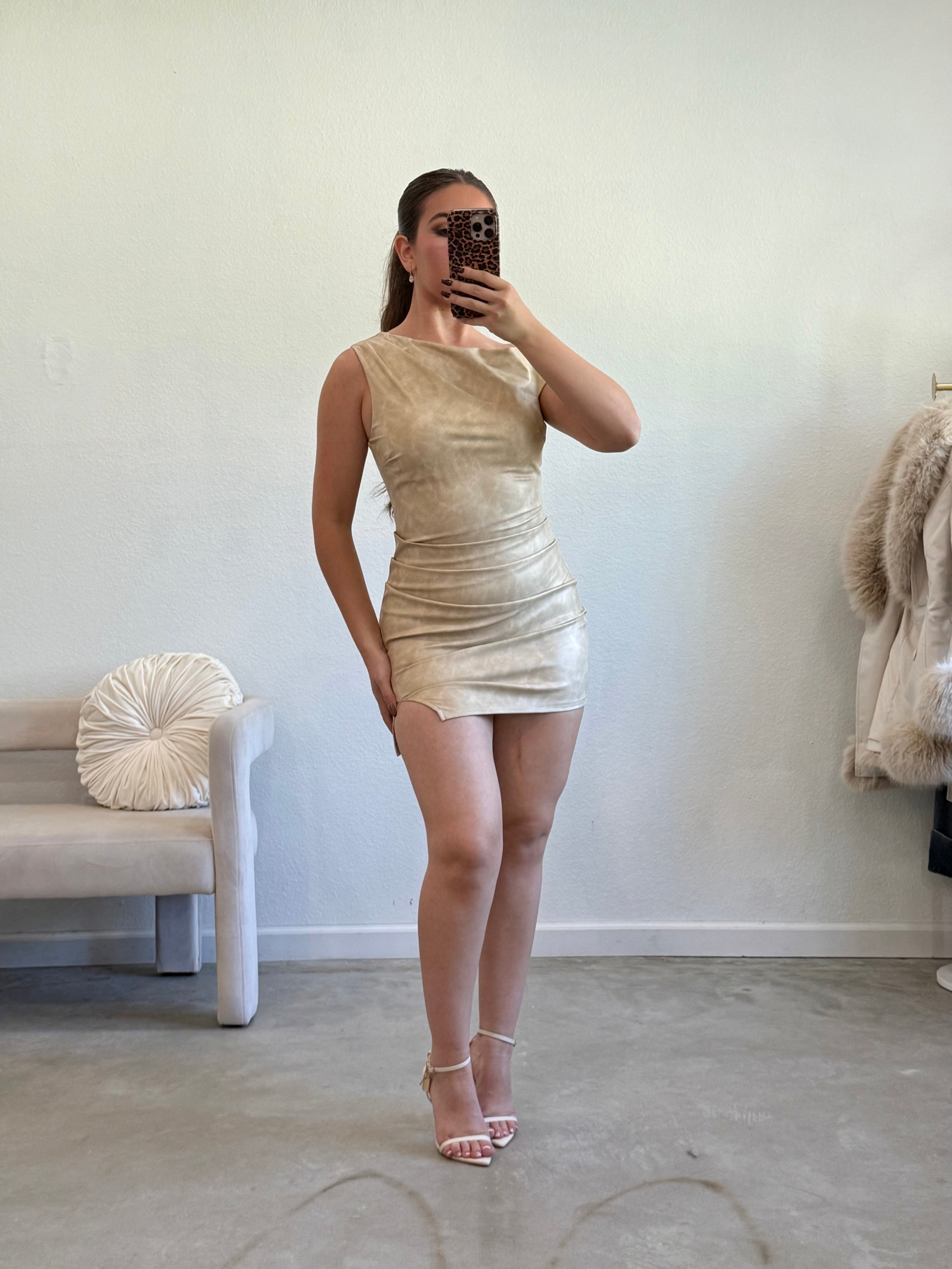 Brea Leather Mini Dress