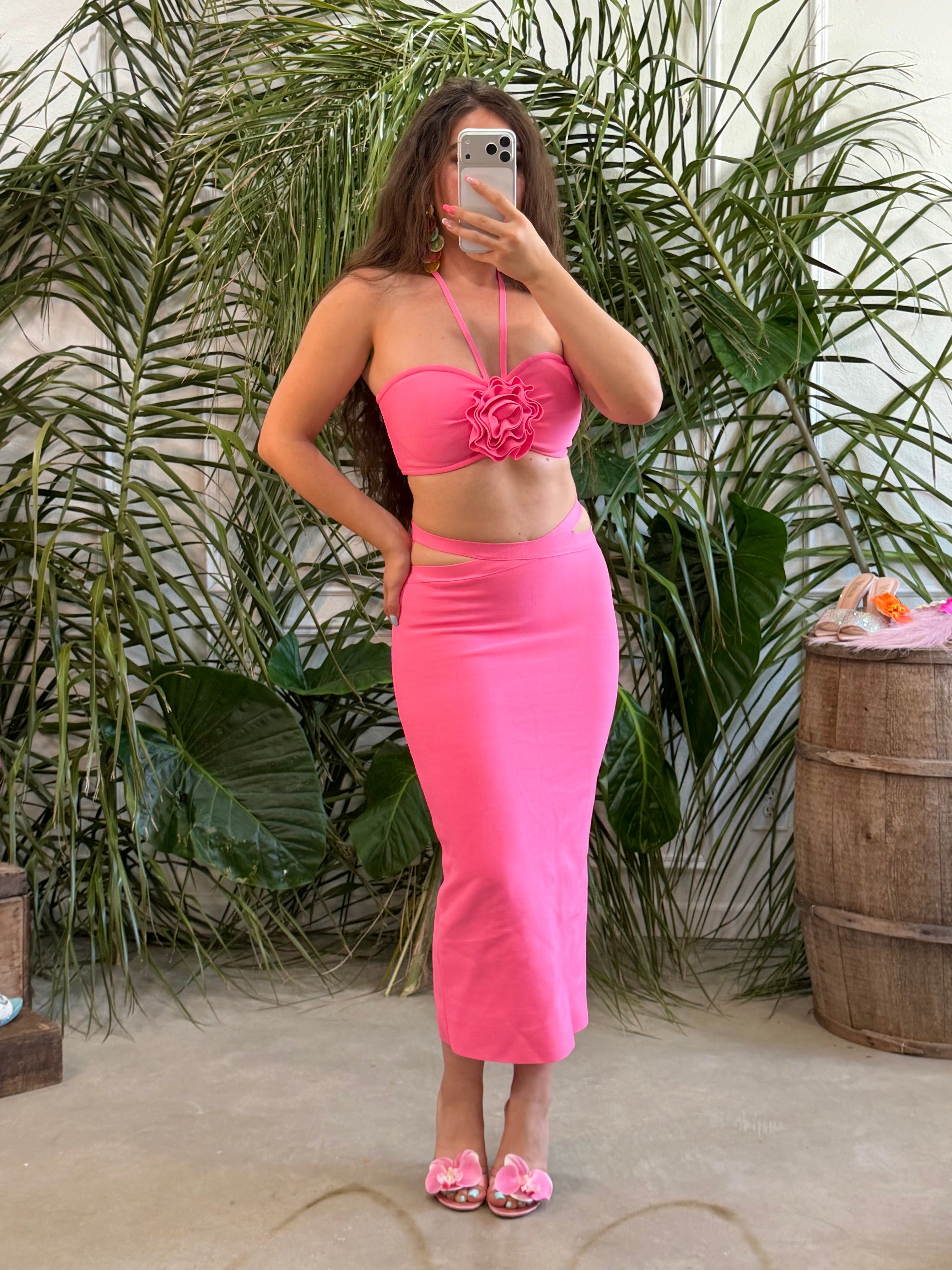 Rose Petal Bandage Skirt Set