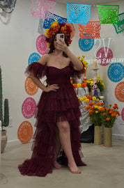 Fairytale Princess Tulle Dress (Wine)