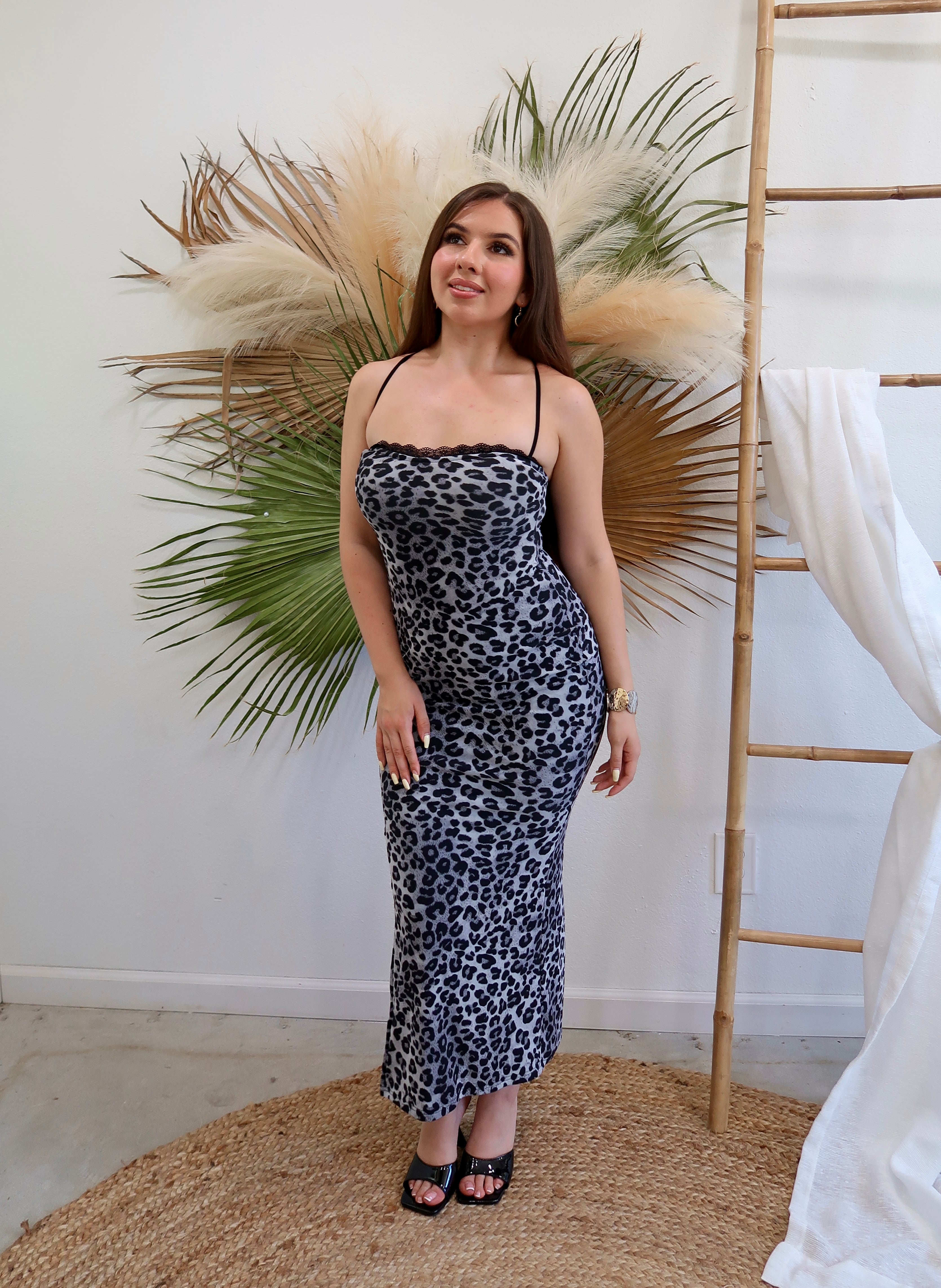 Midnight Safari Leopard Maxi Dress