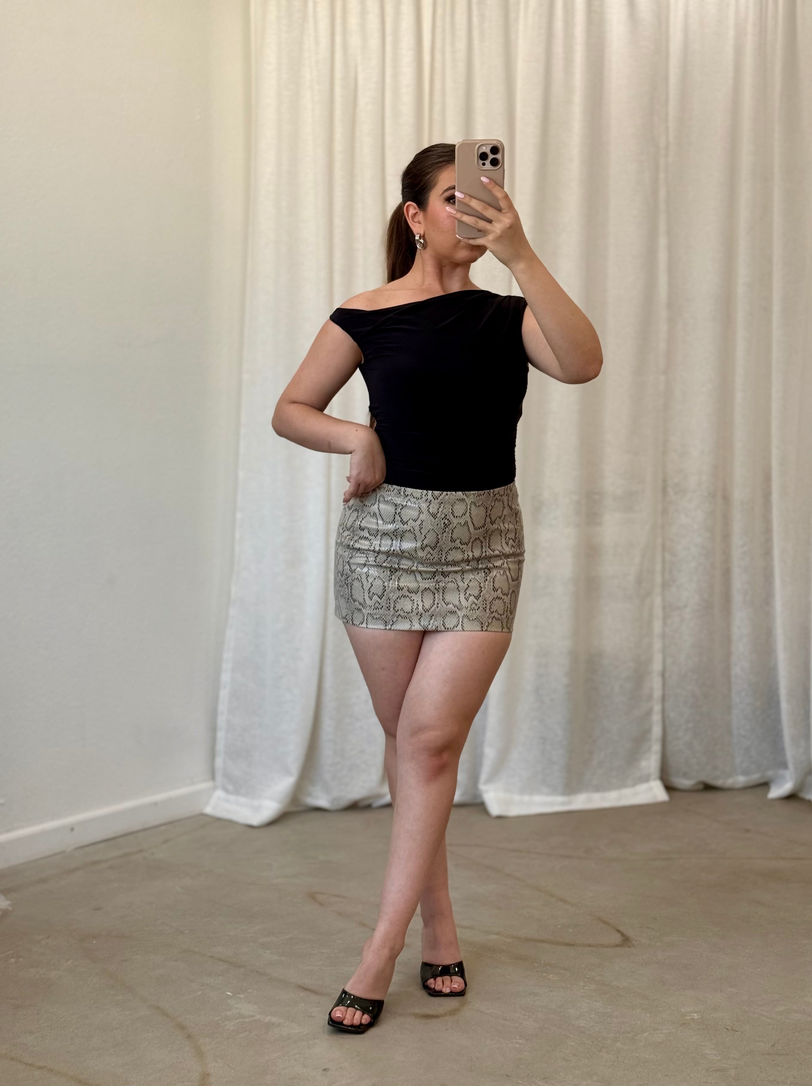 Ty Snakeskin Mini Skirt