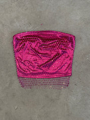 Crystal Rhinestone Mesh Top (Pink)