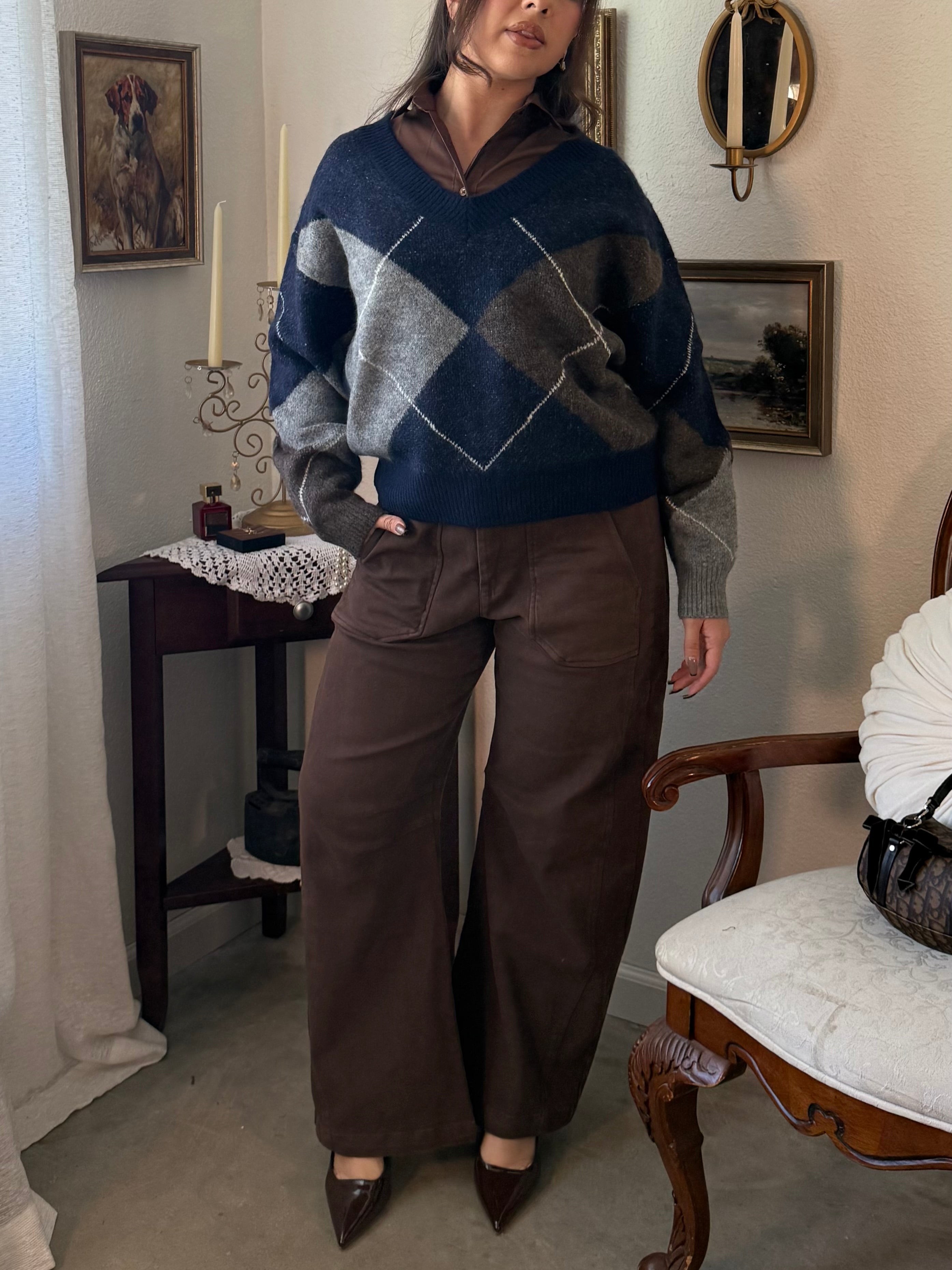 Henry Argyle Plaid Sweater