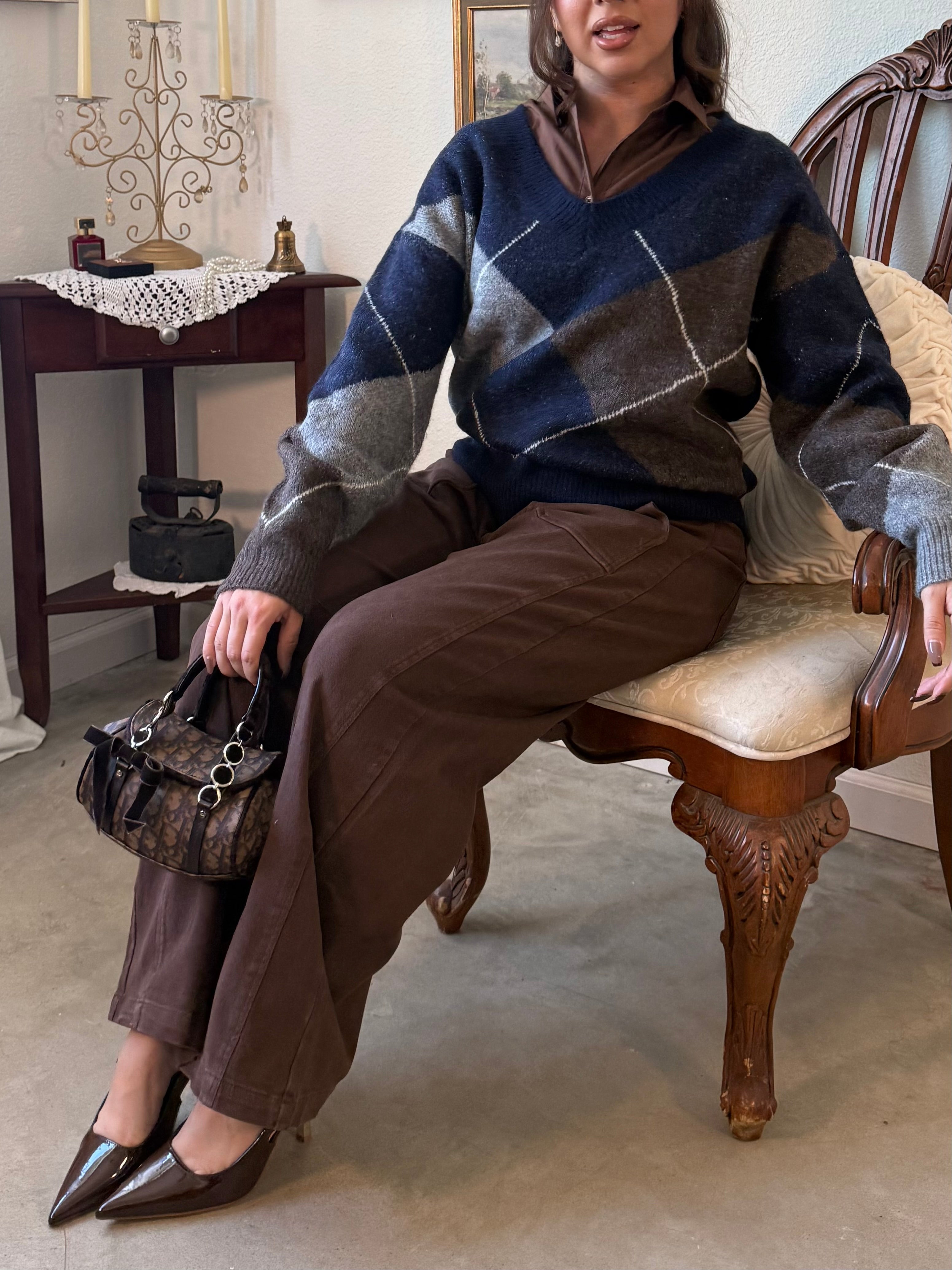 Henry Argyle Plaid Sweater