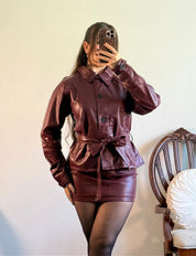 Scarlet Leather Trench Coat