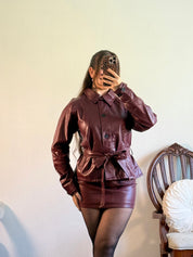 Scarlet Leather Trench Coat