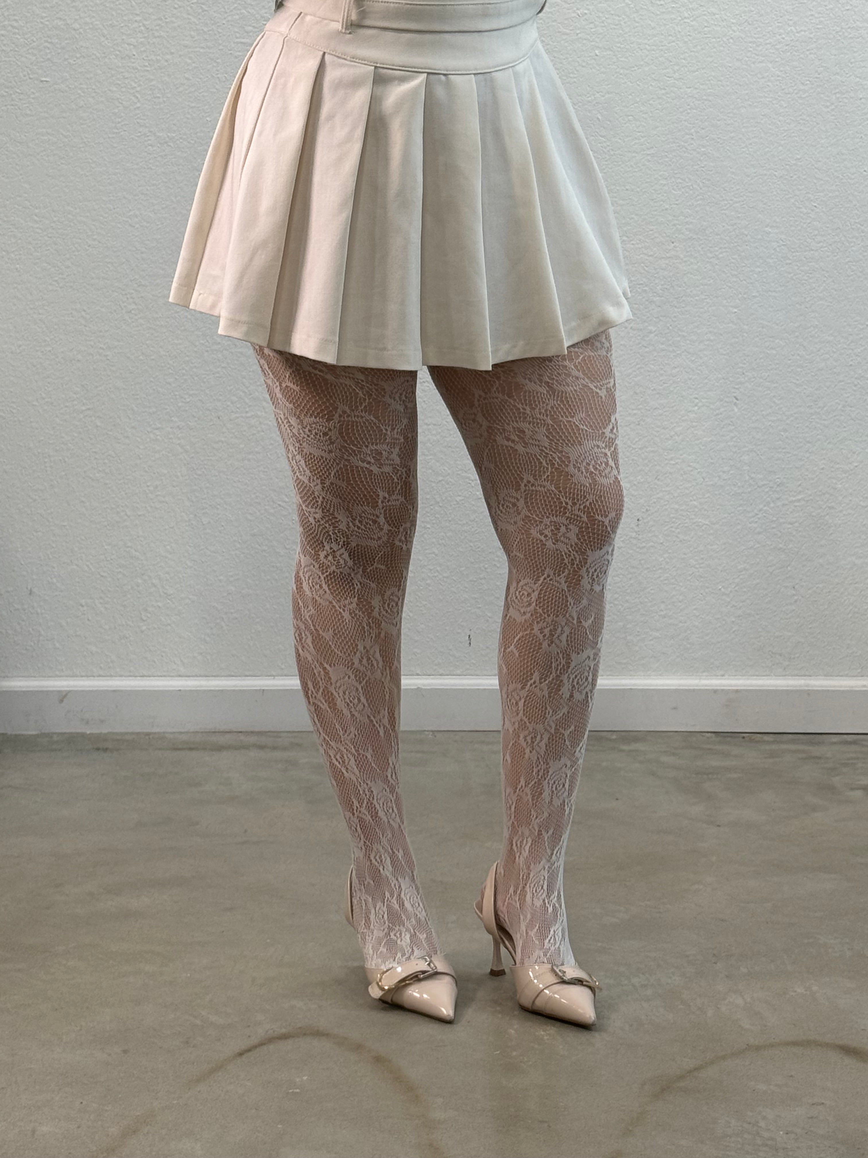 Rose Lace Tights (White)