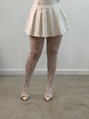 Rose Lace Tights (White)
