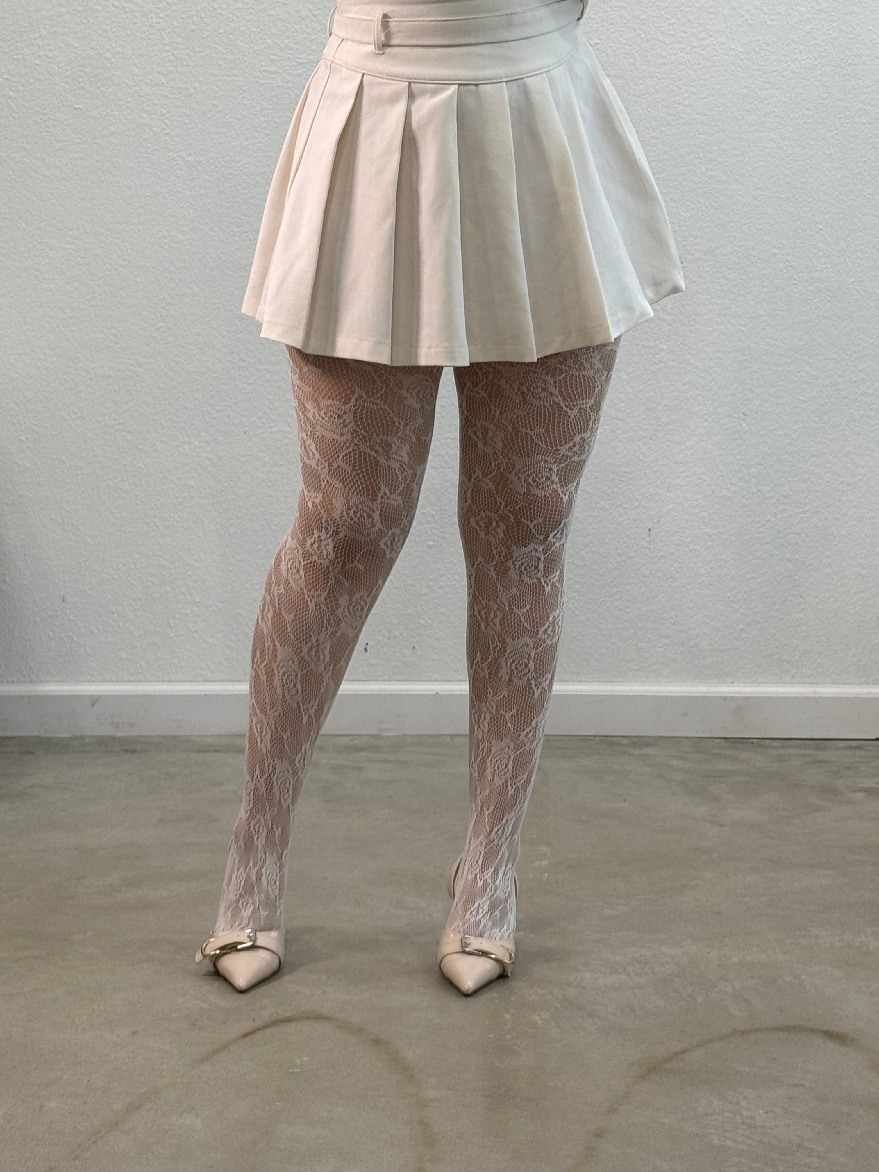 Rose Lace Tights (White)