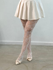 Rose Lace Tights (White)