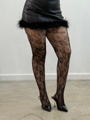 Rose Lace Tights (Black)