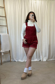 Jill Overall Romper (Red)