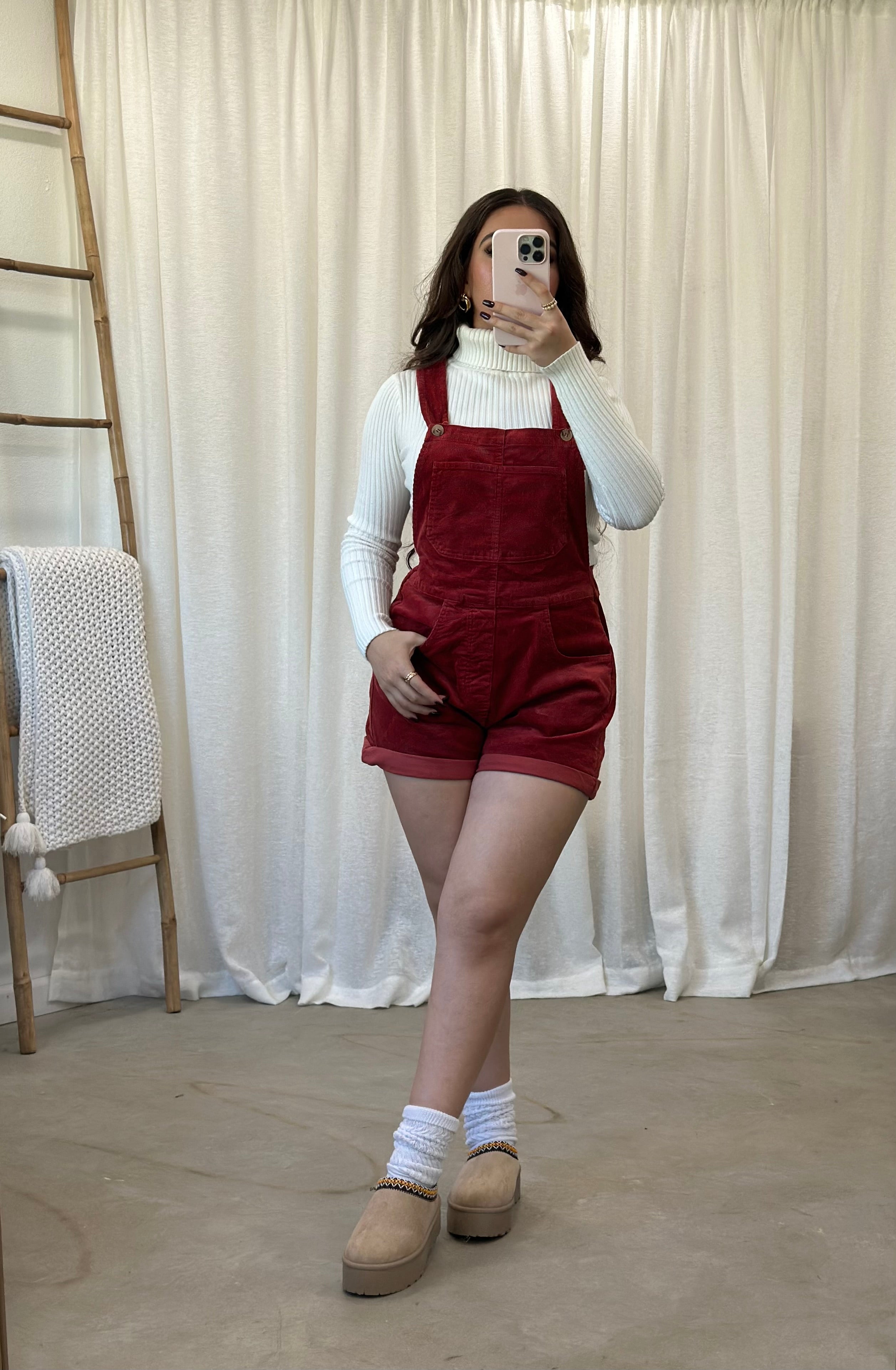 Jill Overall Romper (Red)