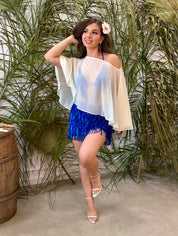 Bailar De Caballito Sequins Fringe Skirt Set (Royal Blue)