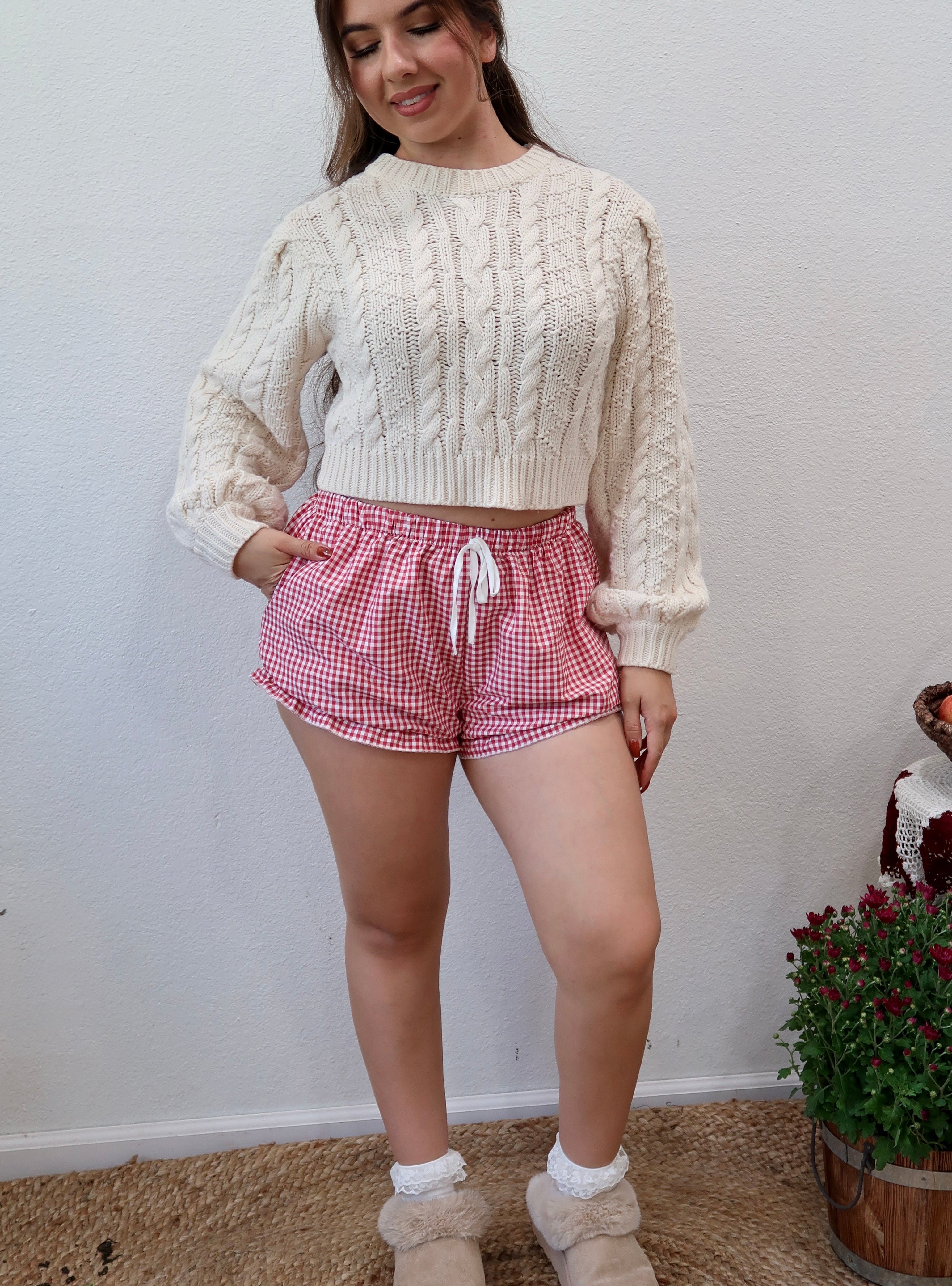 Abigail Gingham Shorts (Red)