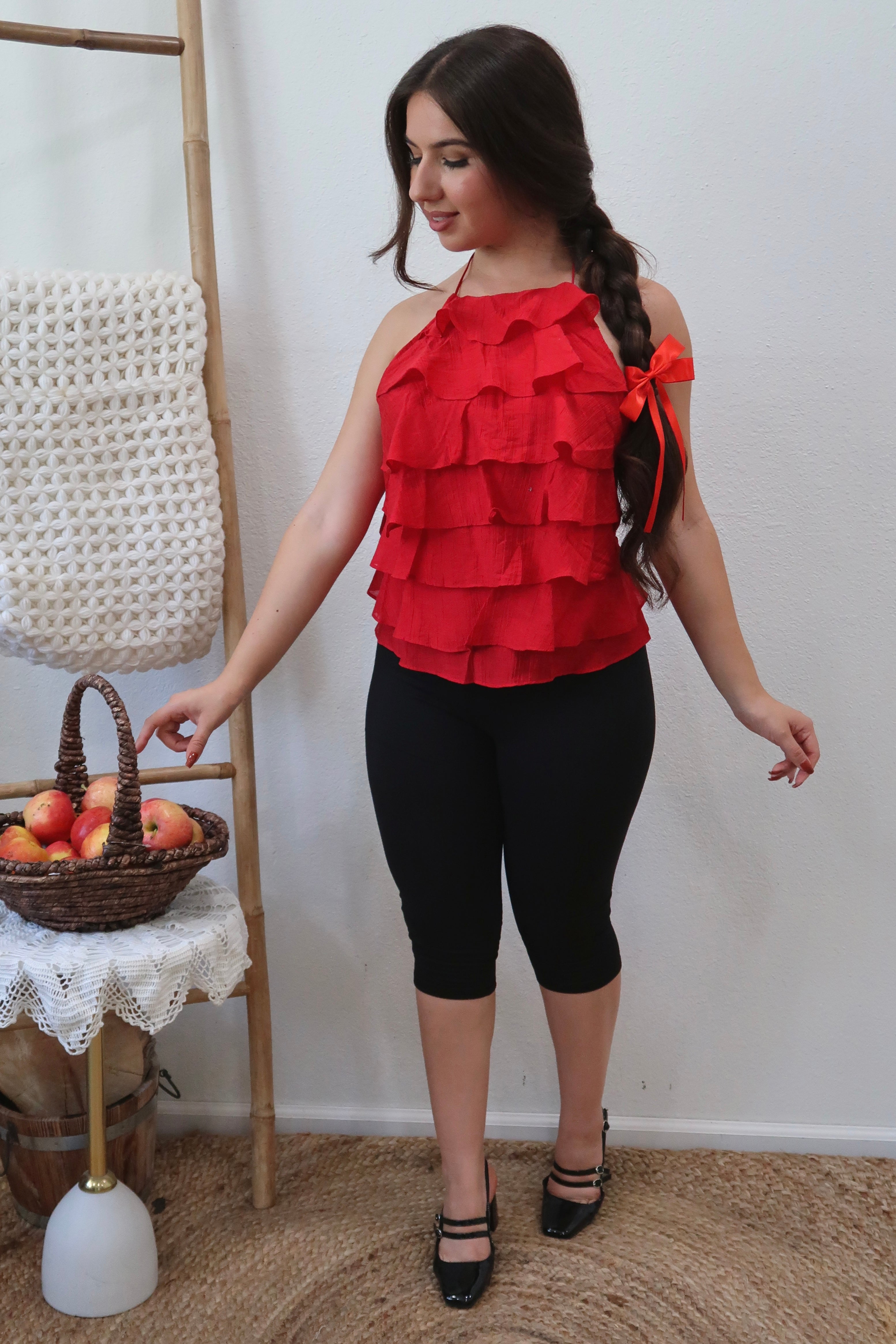Fiorella Ruffle Top (Red)