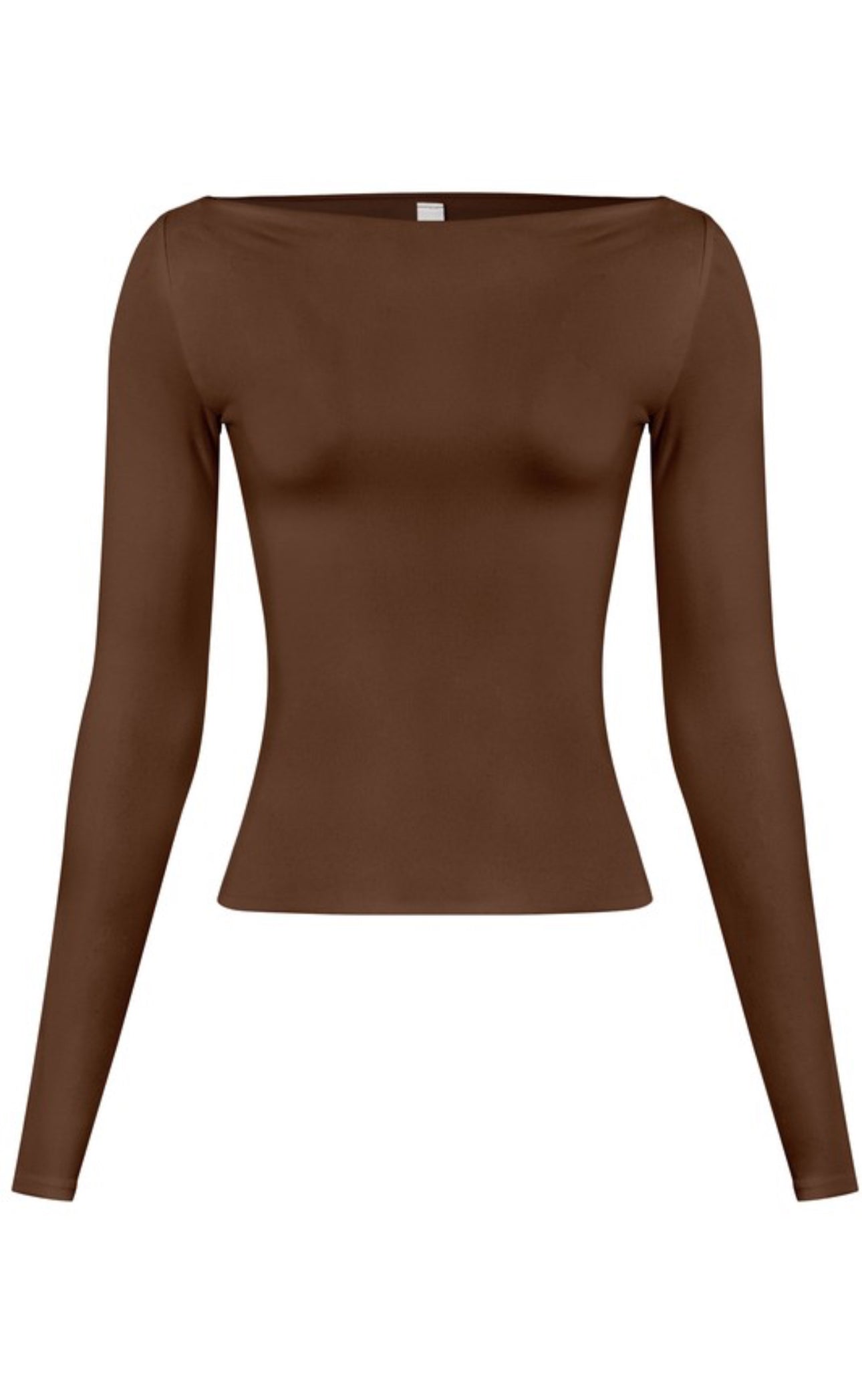 Valerie Long Sleeve Boat Neckline Top (Brown)