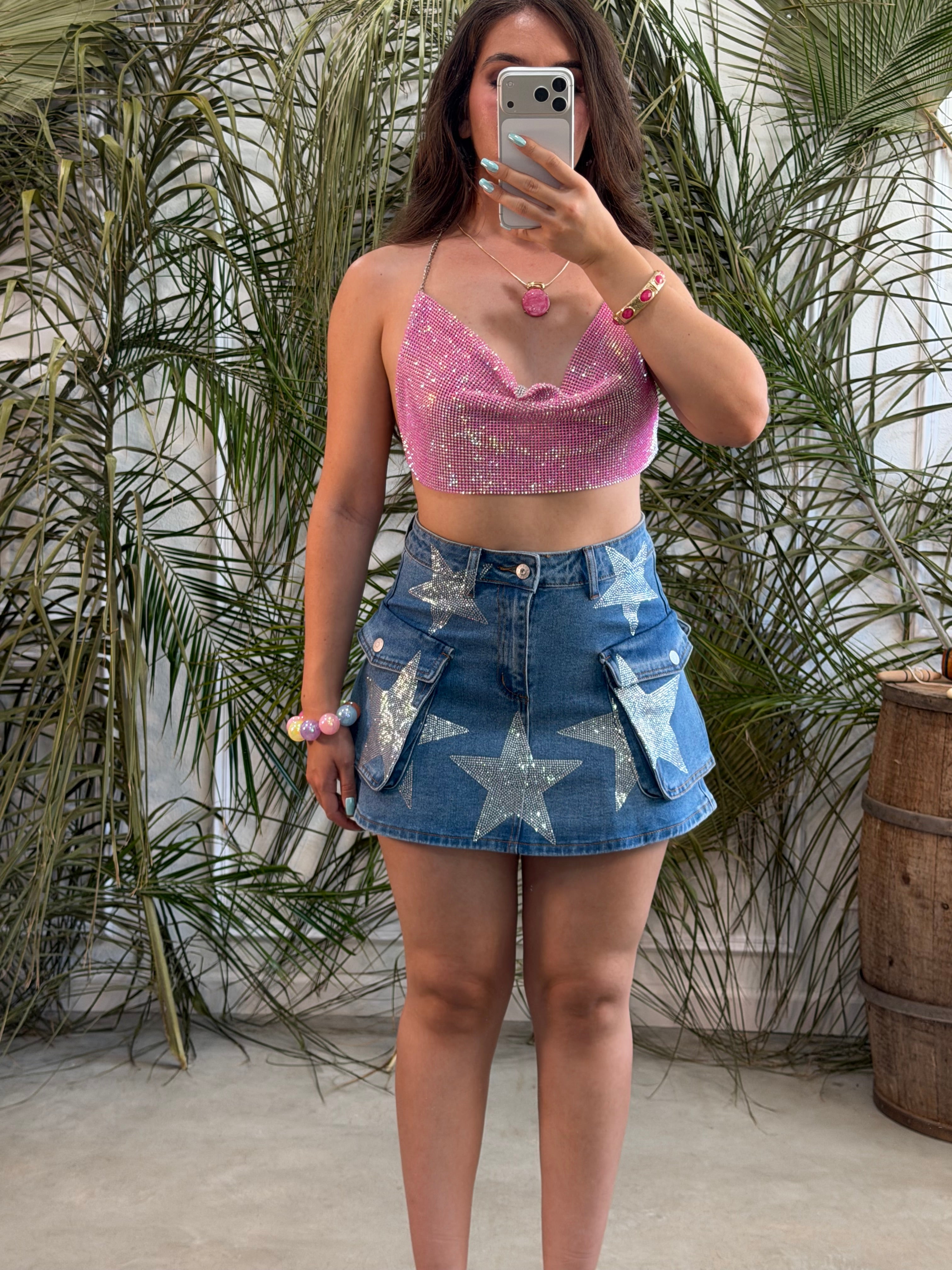69 Rhinestone Top (Pink)