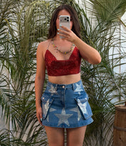69 Rhinestone Top (Red)