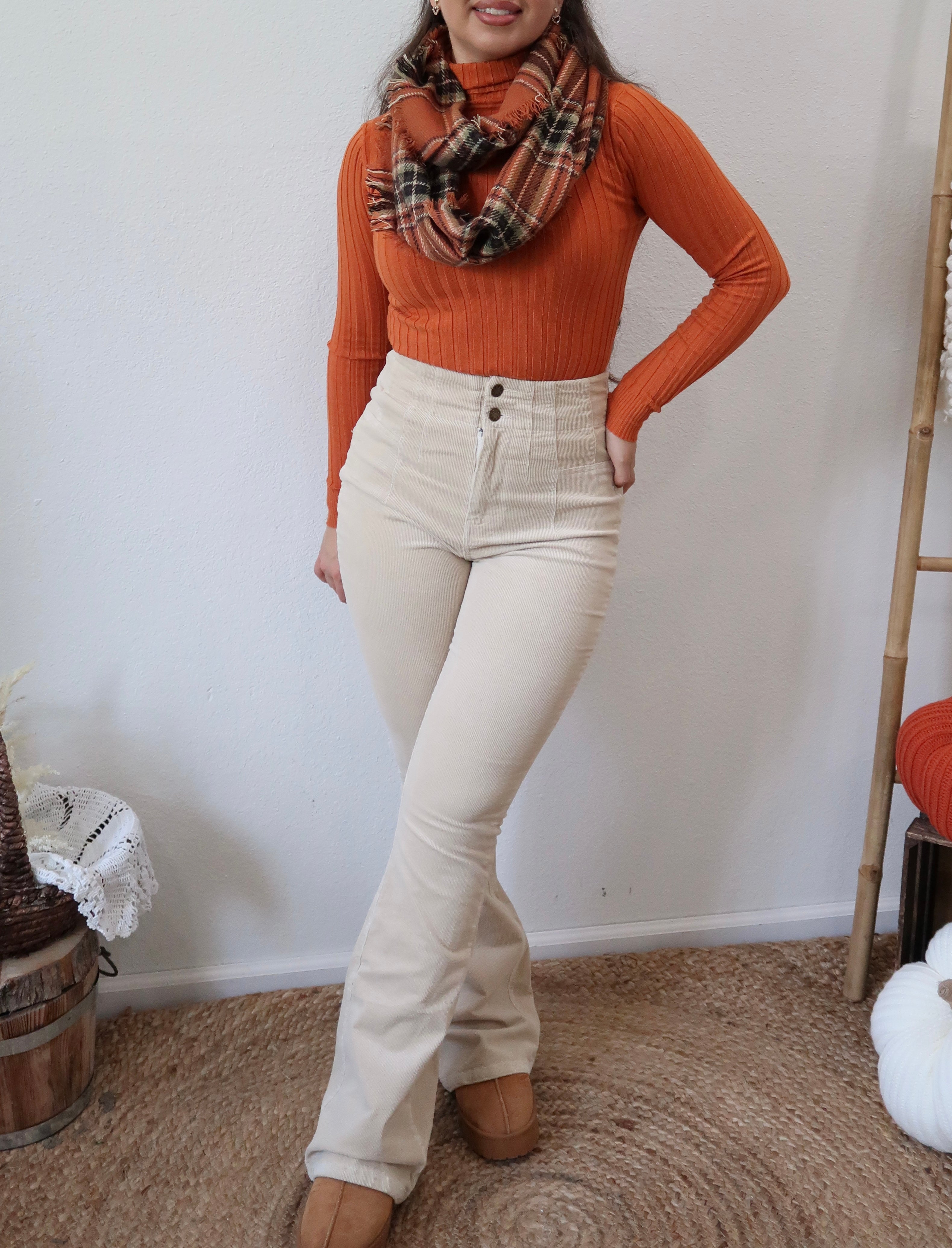 Rust/Olive/Black Plaid Infinity Scarf
