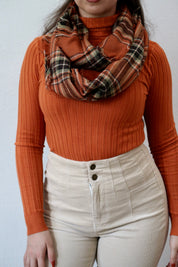 Rust/Olive/Black Plaid Infinity Scarf