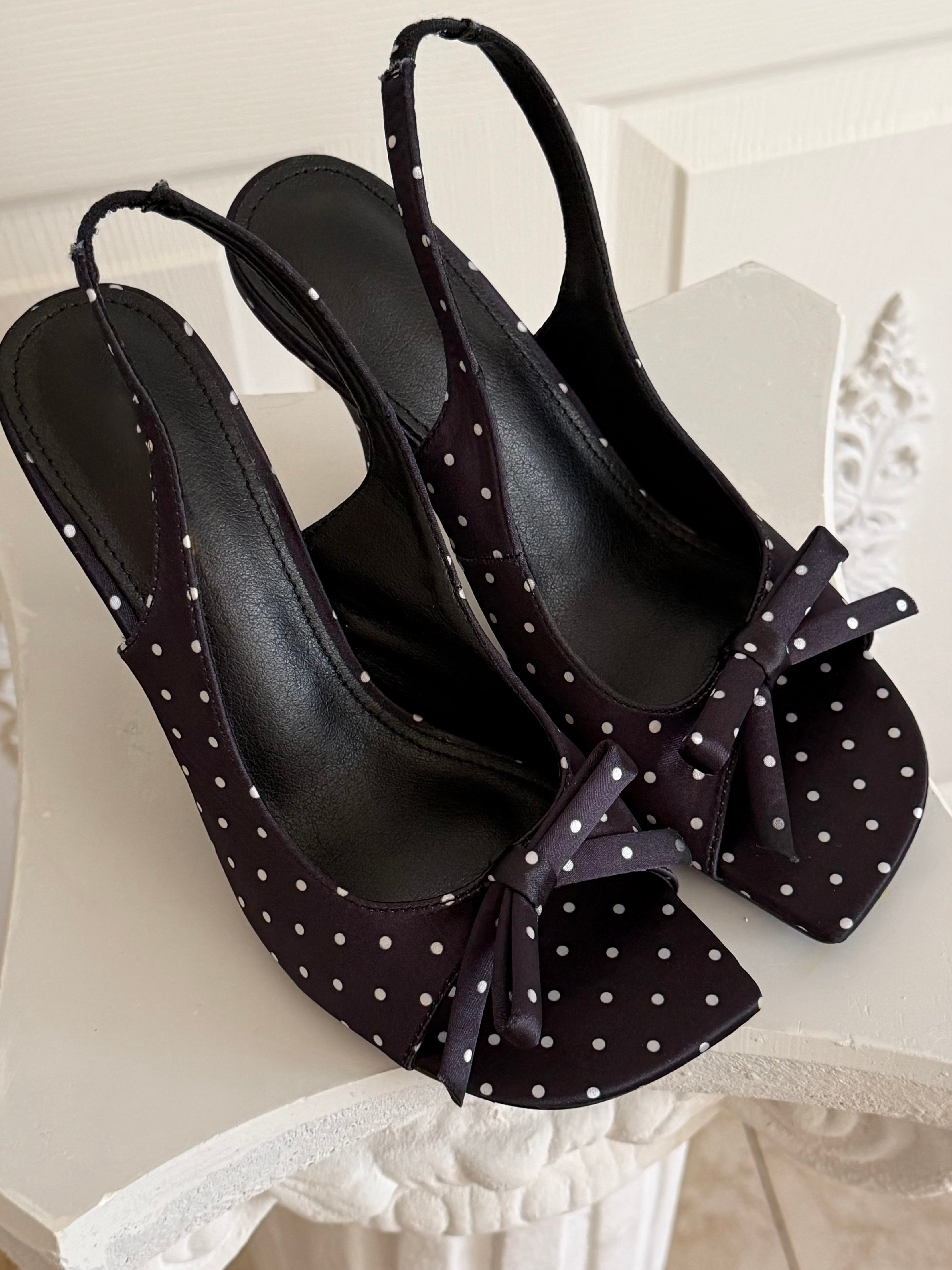 Little Missy Polka Dot Slingback Heels