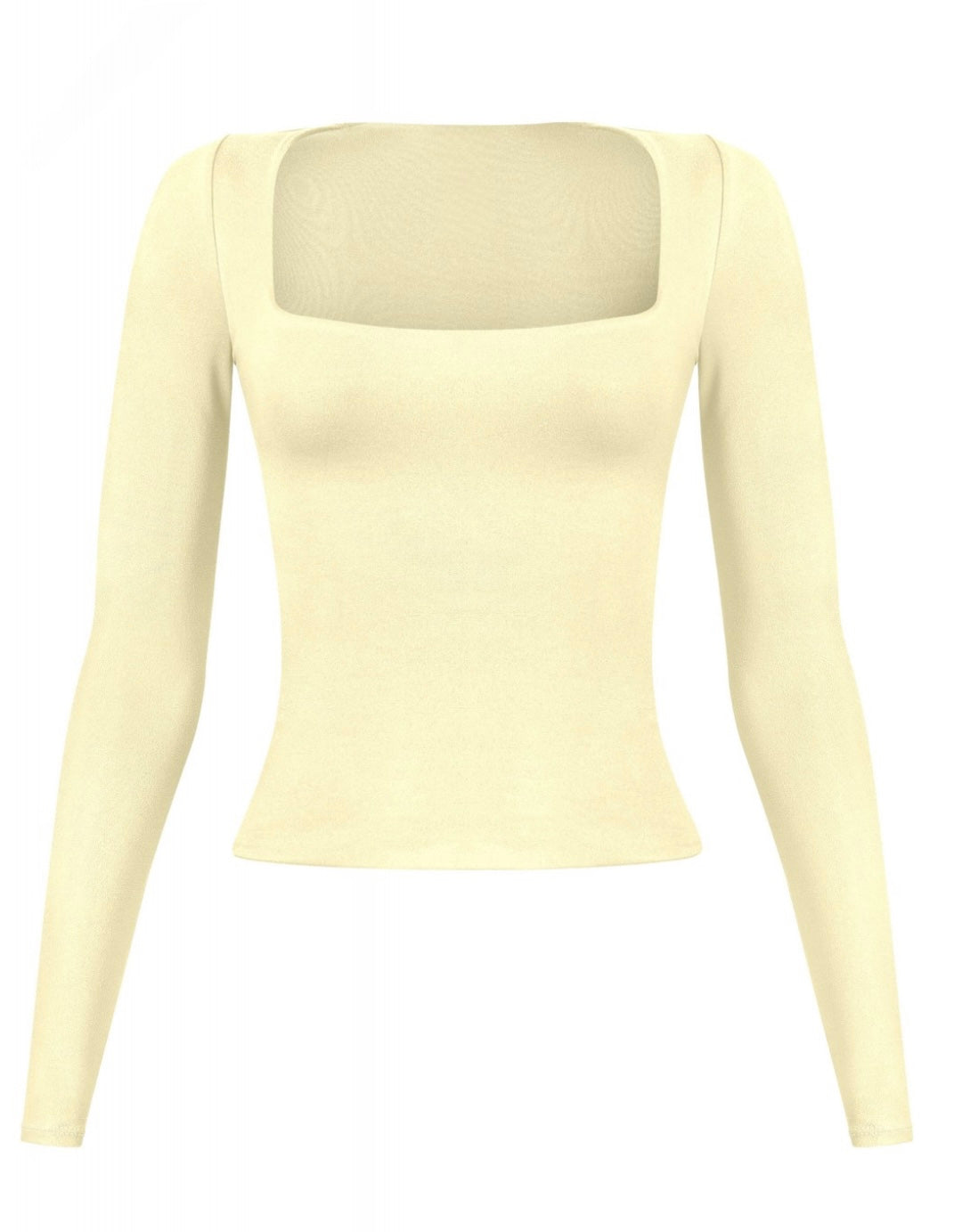 Valerie Long Sleeve Scoop Neck Top (Light Yellow)