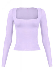 Valerie Long Sleeve Scoop Neck Top (Lavender)