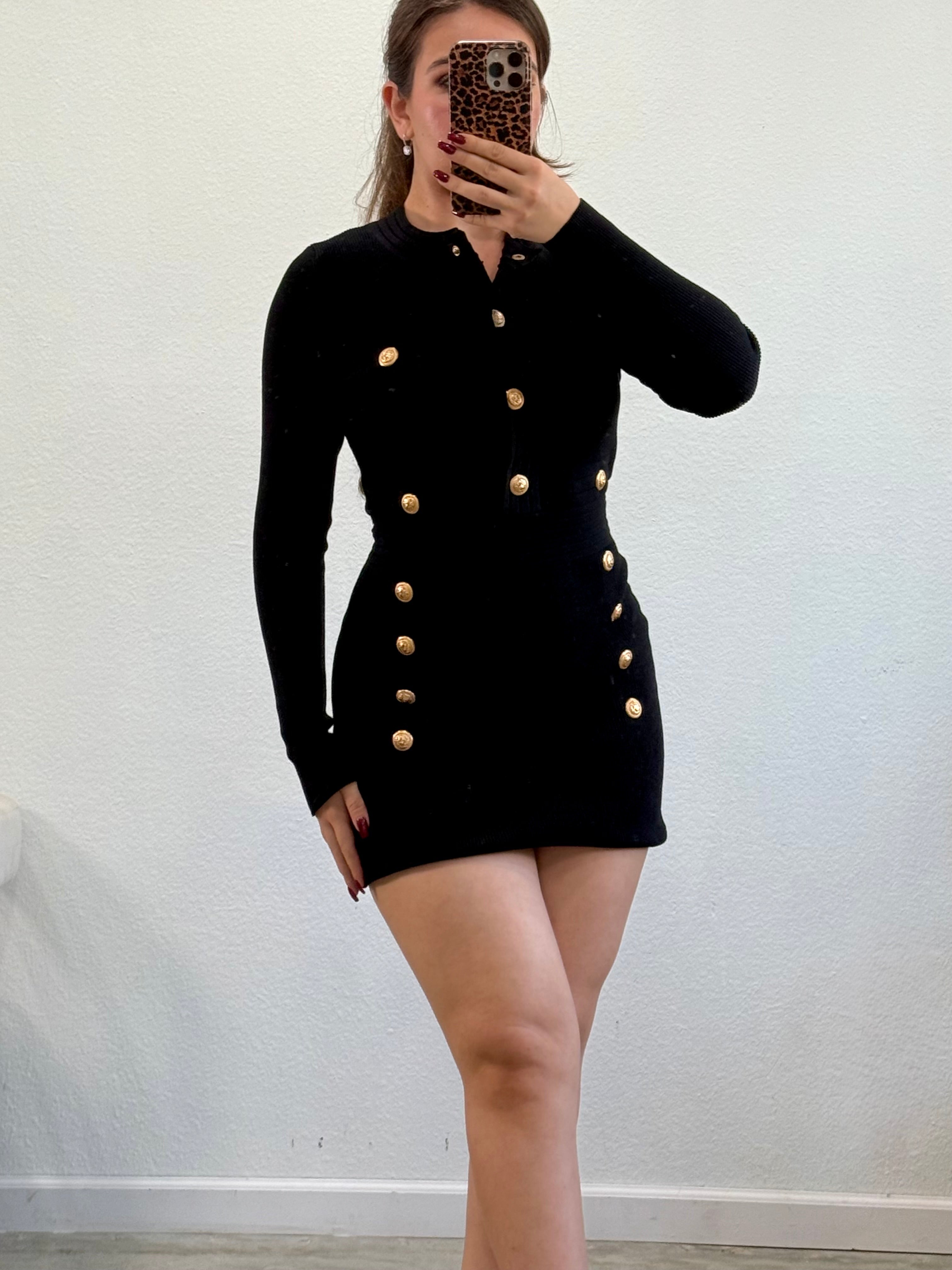 Bethany Sweater Mini Dress (Black)