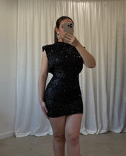 Vica Sequin Mini Dress (Black)