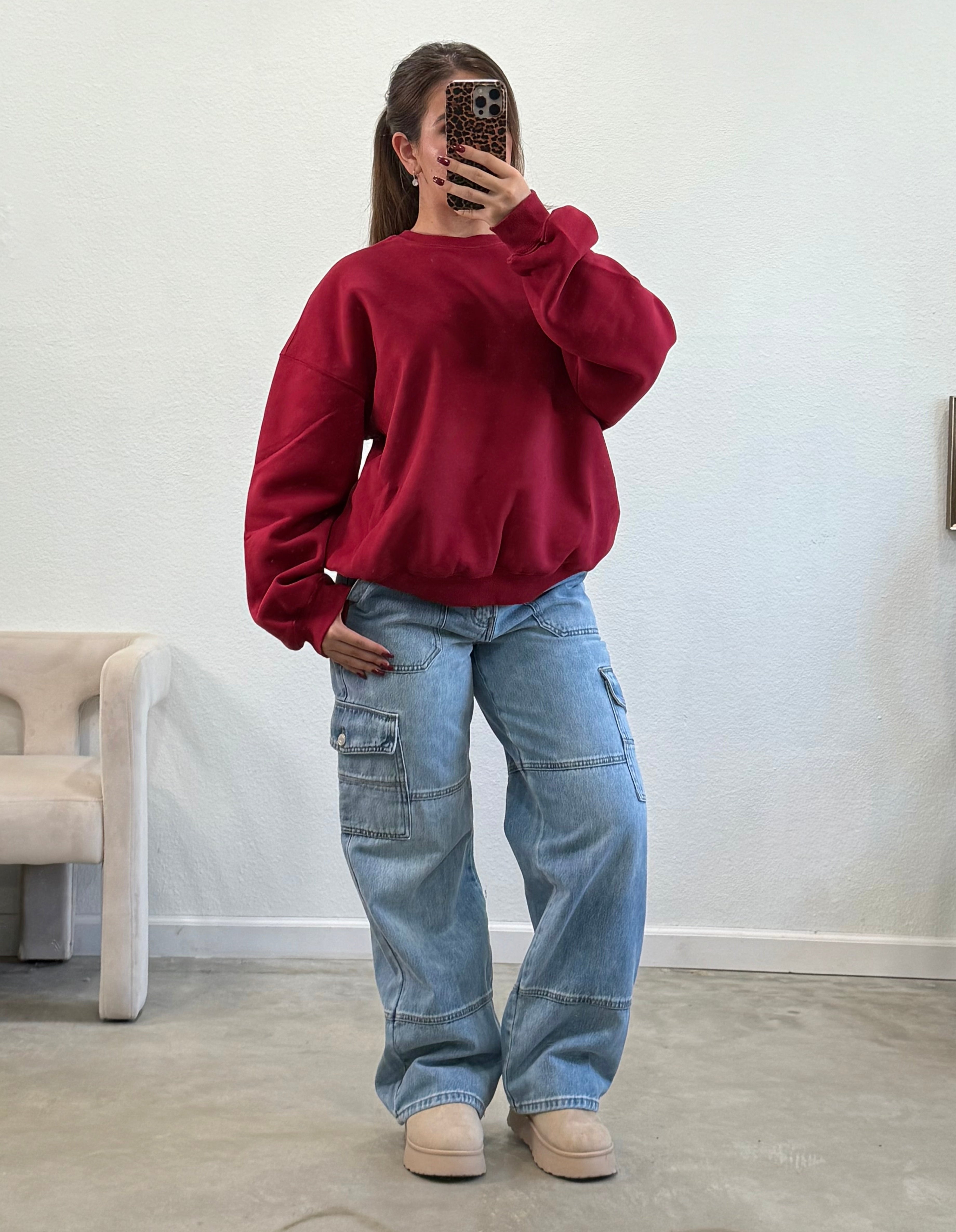 Kim Pullover Sweatshirt (Burgundy)