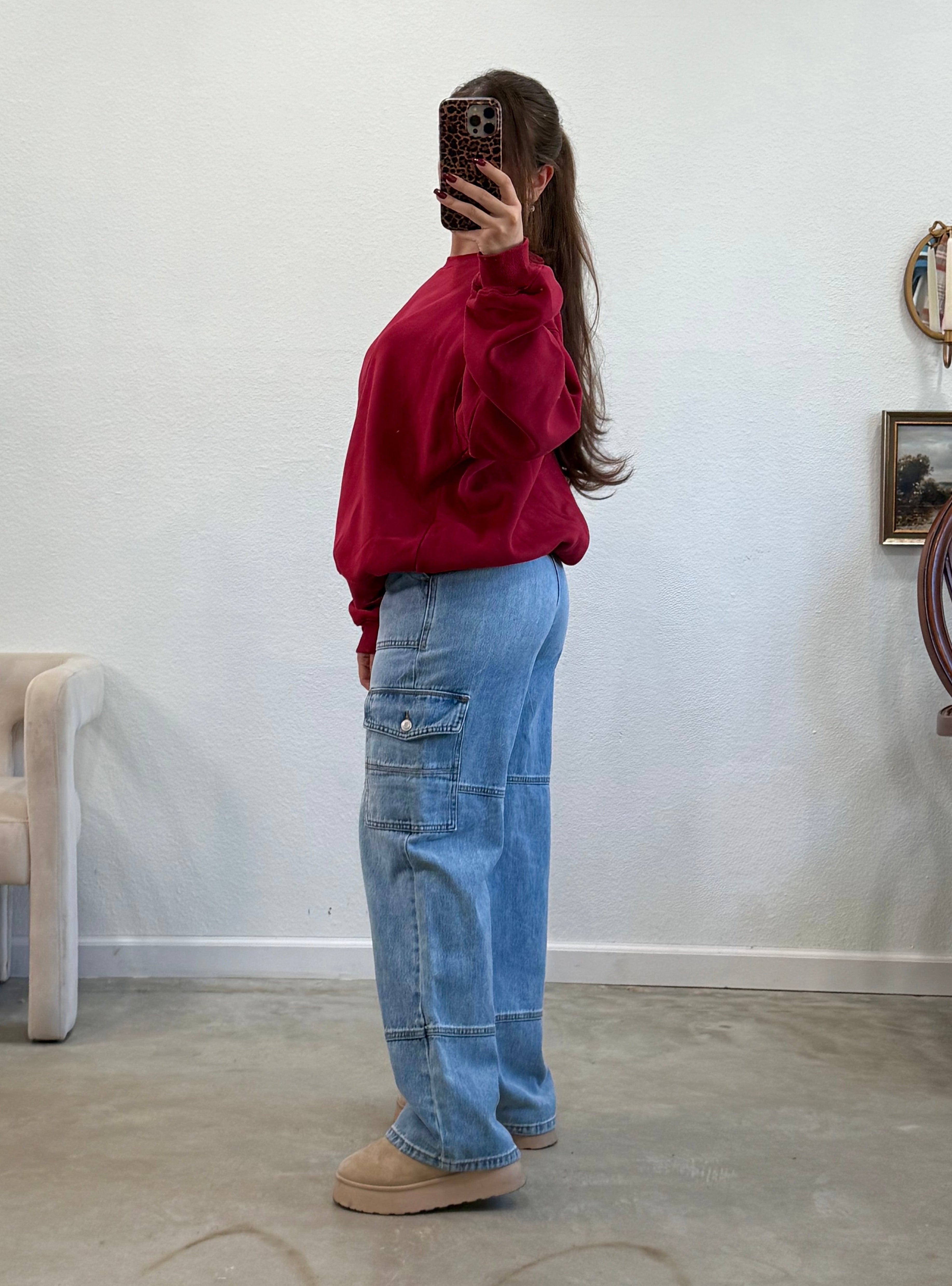 Kim Pullover Sweatshirt (Burgundy)