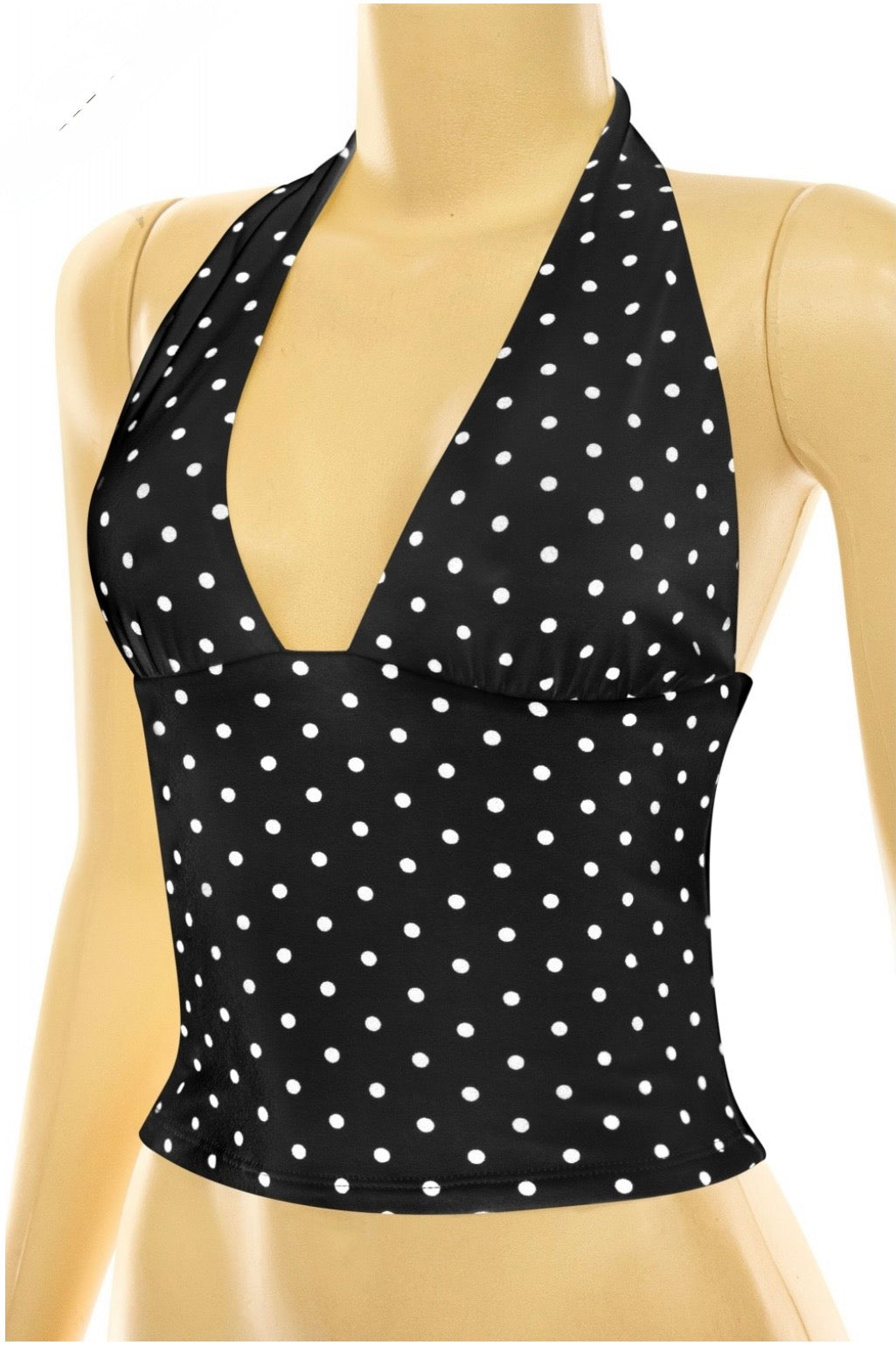 Valerie Polka Dot Halter Top (Black)