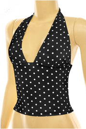 Valerie Polka Dot Halter Top (Black)