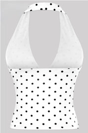Valerie Polka Dot Halter Top (White)