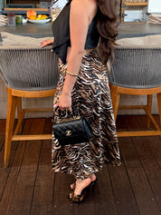 Safari Tiger Midi Slip Skirt