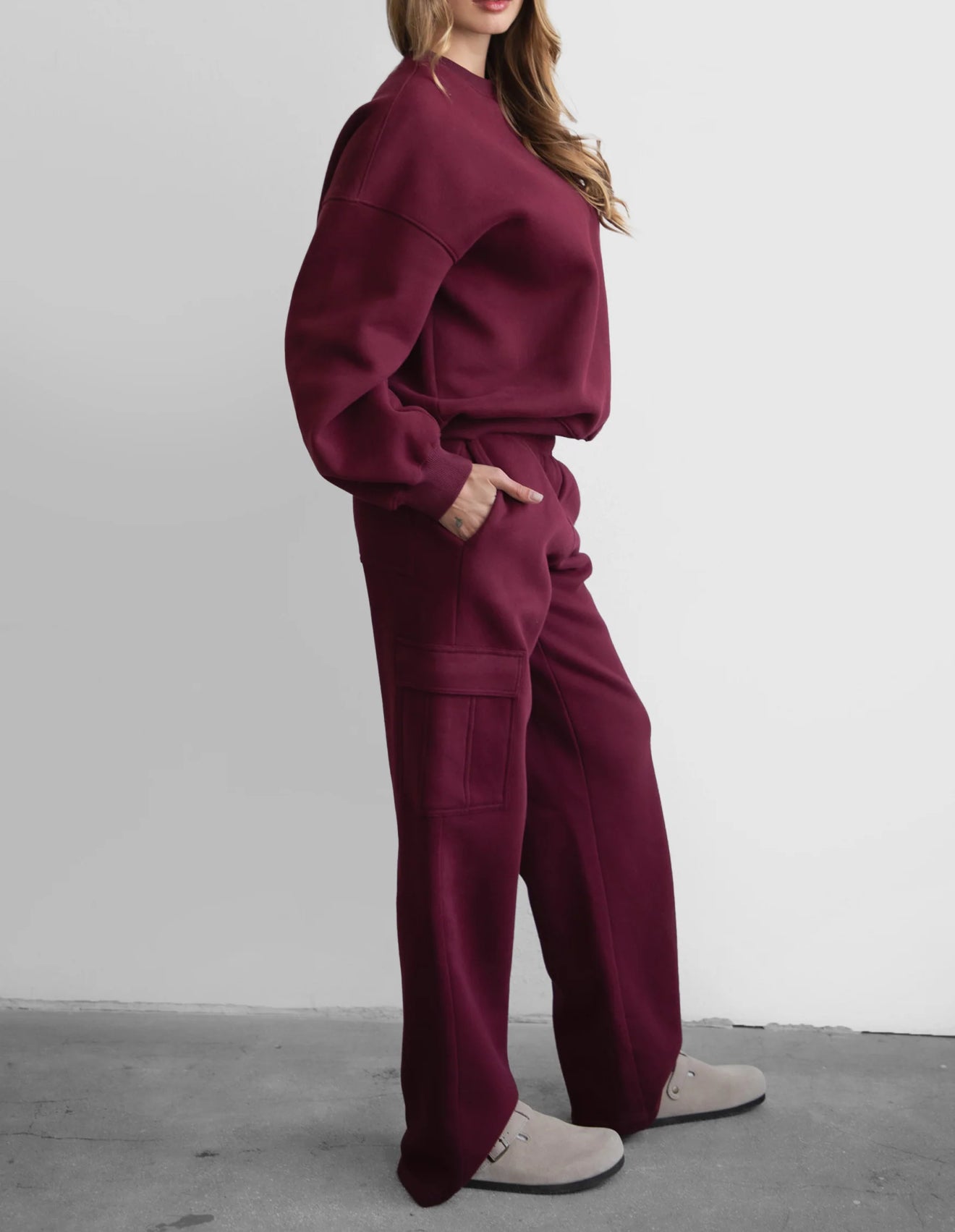 Kim Cargo Sweatpants (Black Cherry)