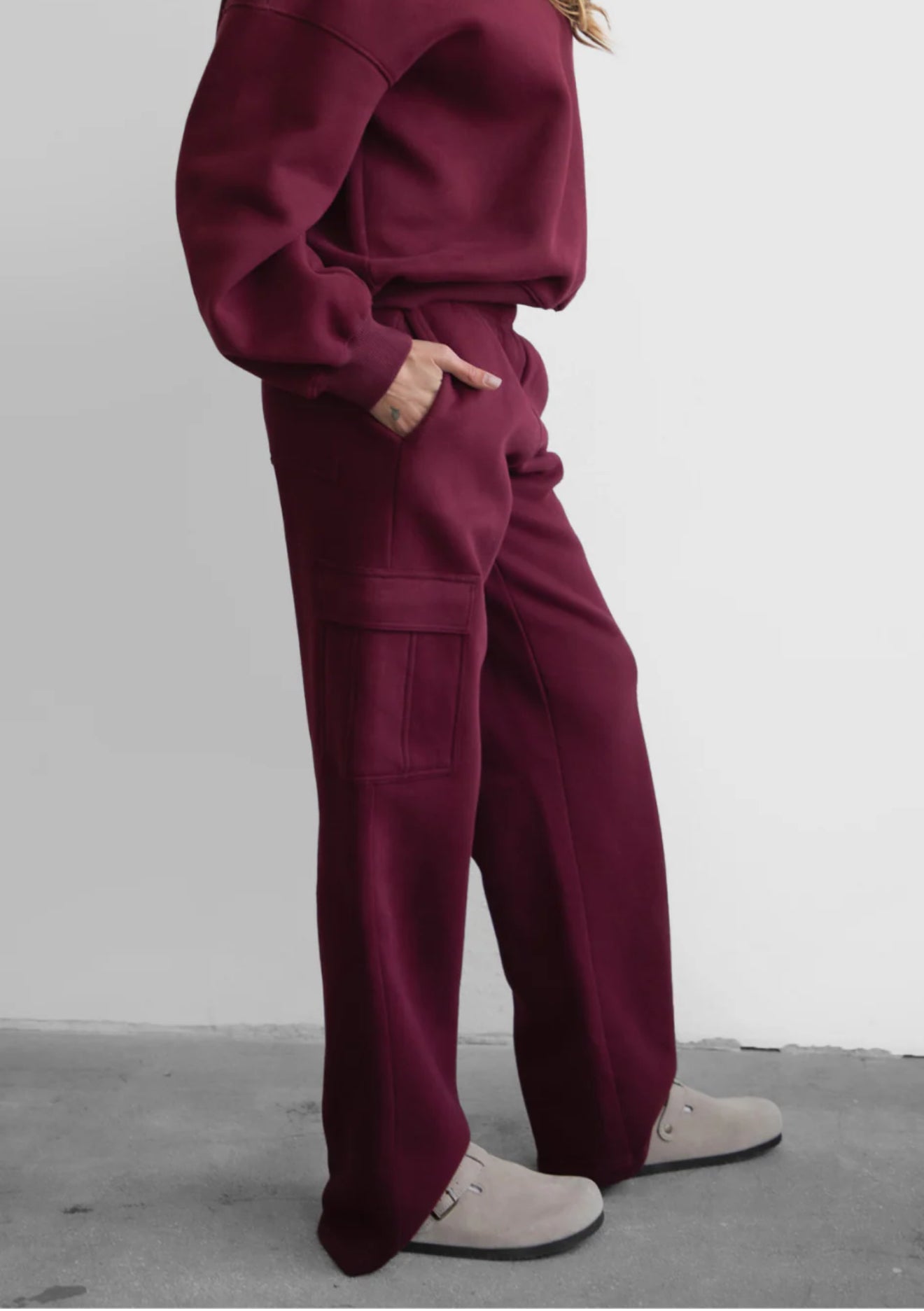 Kim Cargo Sweatpants (Black Cherry)