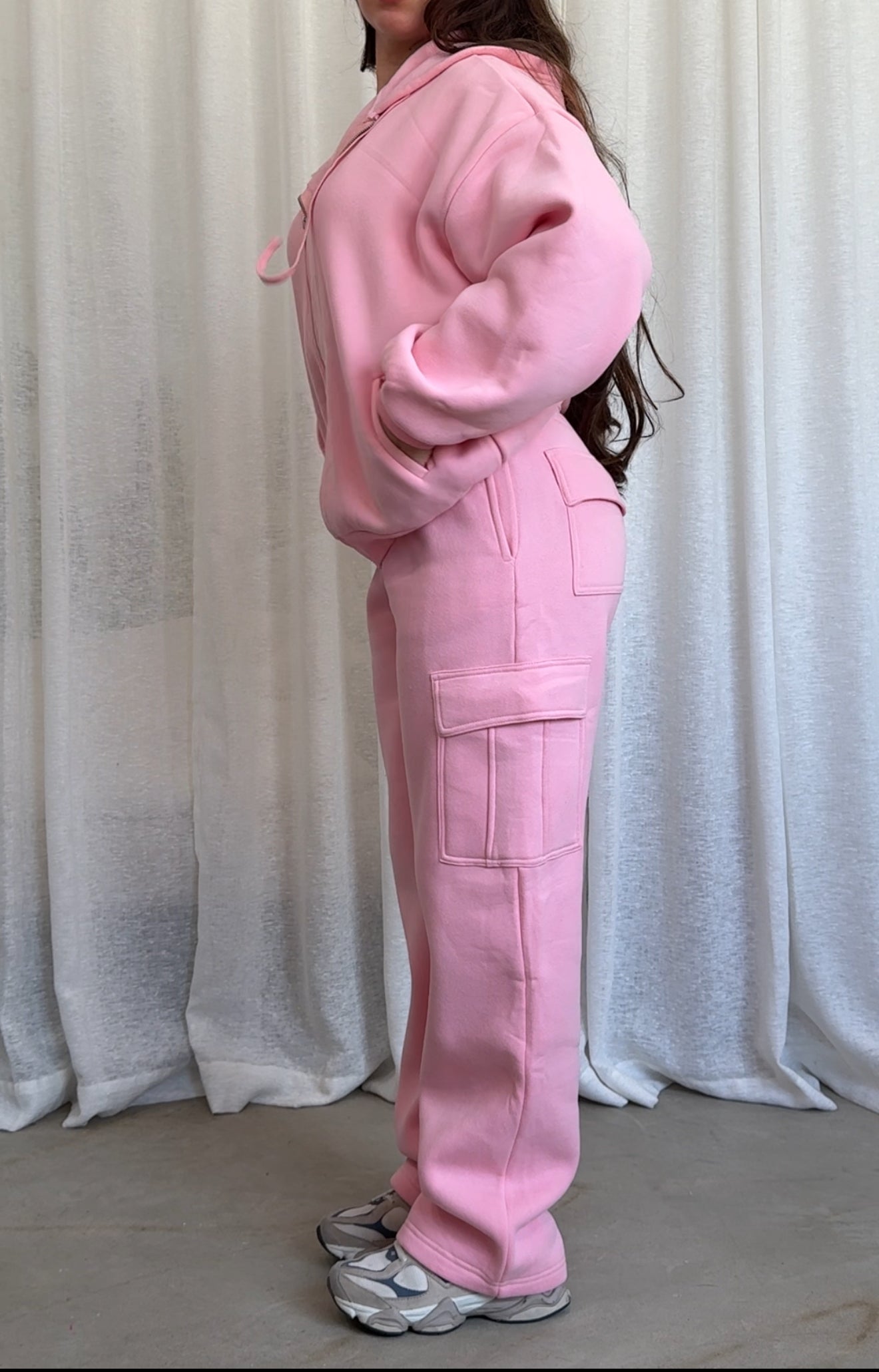 Kim Full Zip Oversized Sweater (Blush)