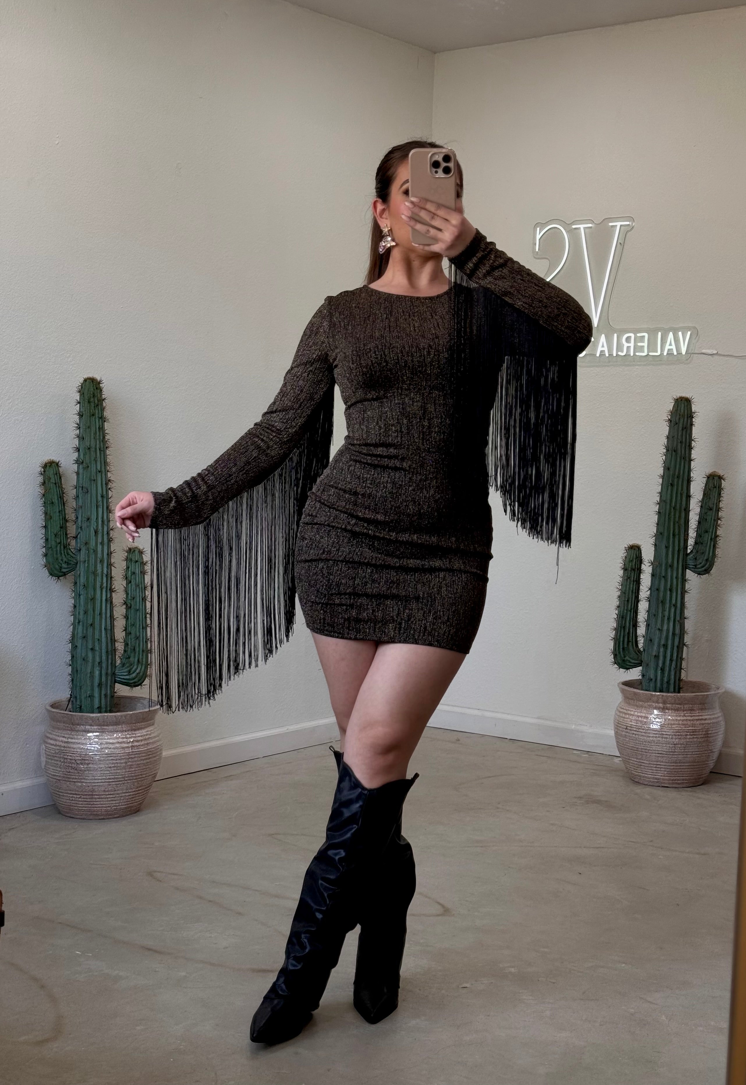 metallic fringe mini dress Astra Mirror Sequin Fringe Dress, S