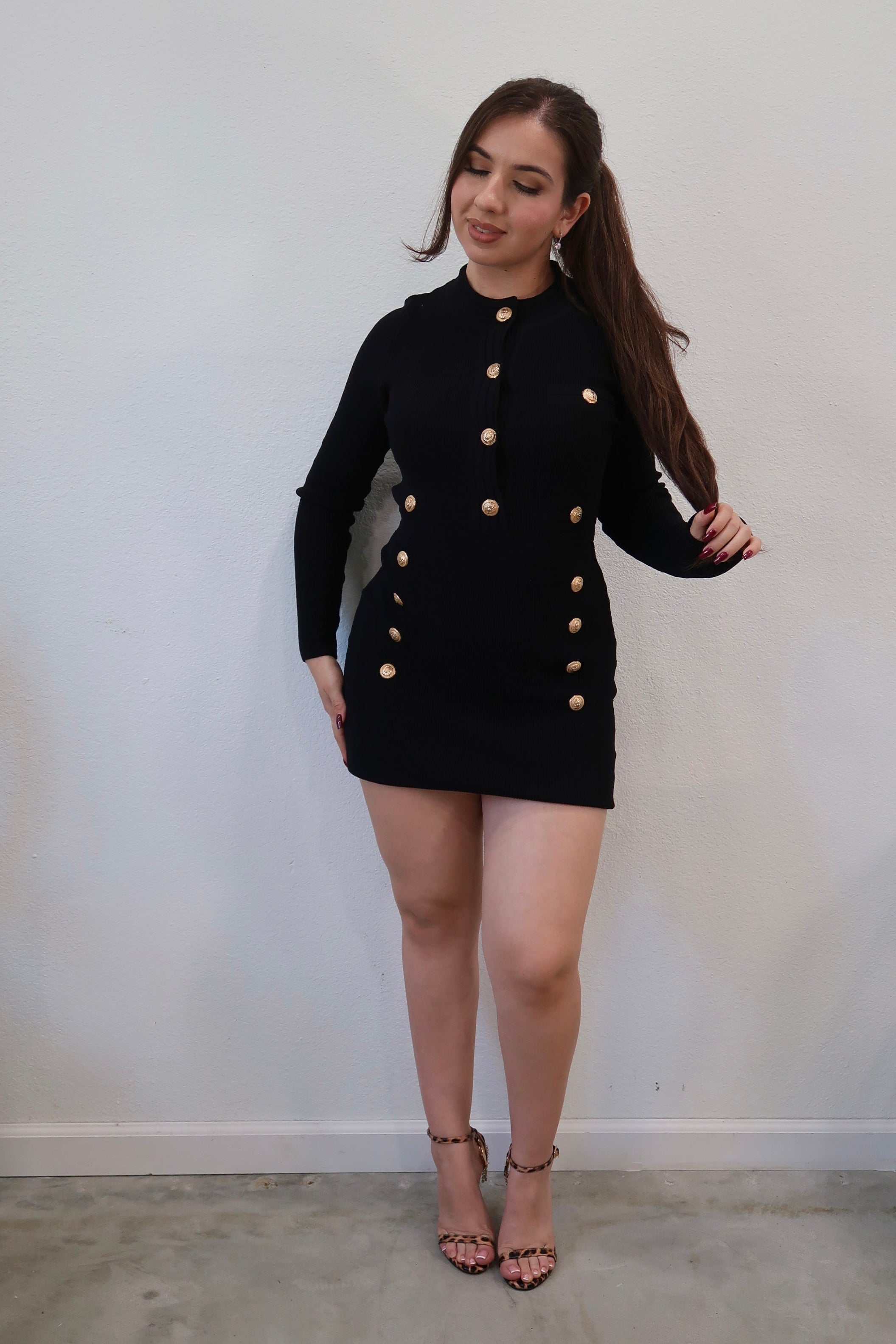 Bethany Sweater Mini Dress (Black)