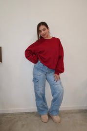 Kim Pullover Sweatshirt (Burgundy)