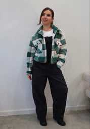 Alice Plaid Crop Shacket (Green)