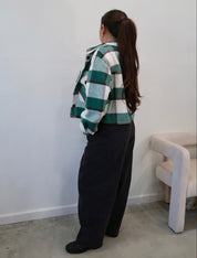 Alice Plaid Crop Shacket (Green)