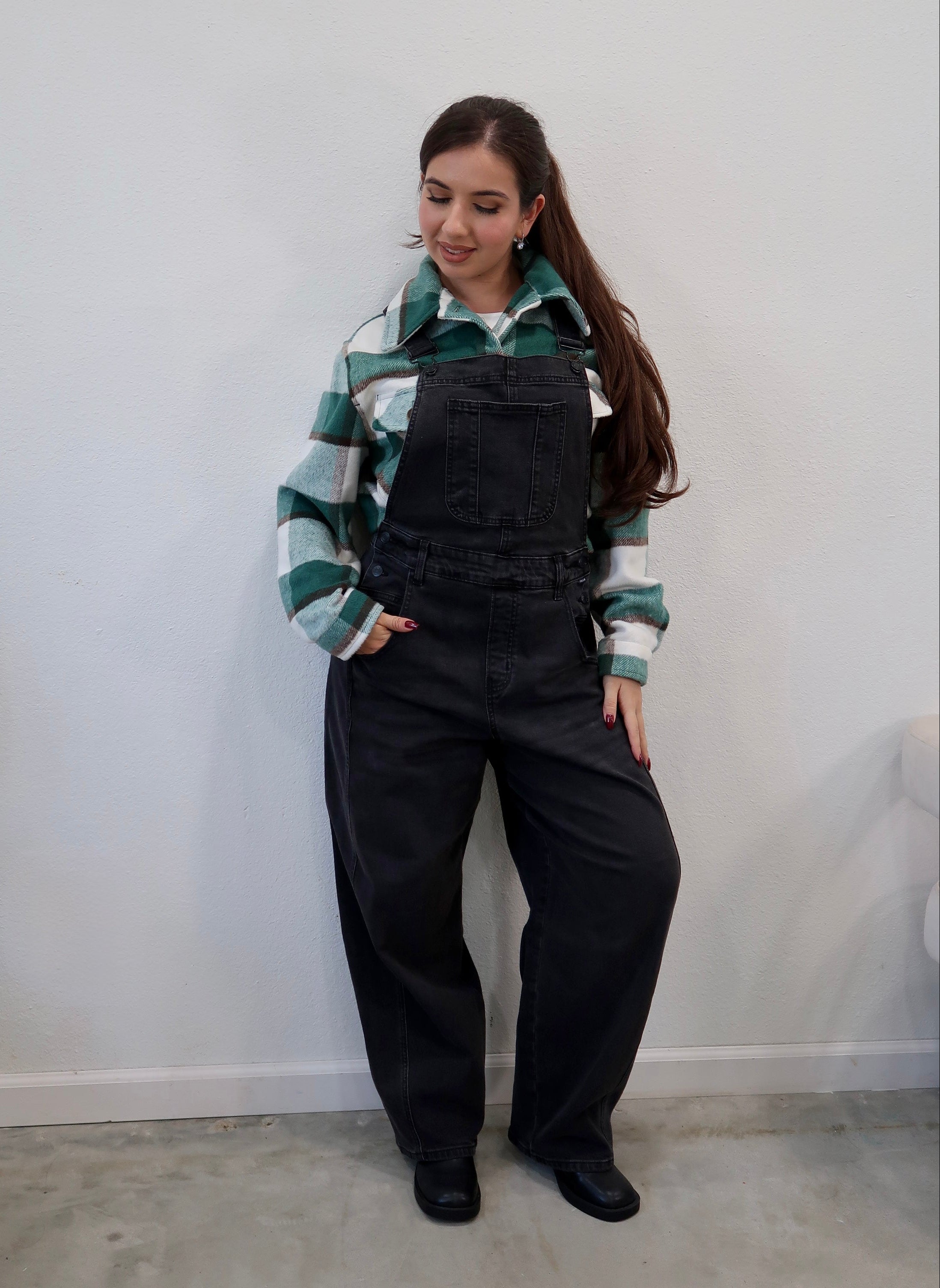 Alice Plaid Crop Shacket (Green)