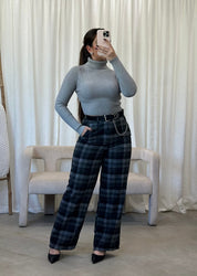 Michelle Ribbed Turtleneck Top (Grey)
