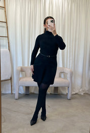 Liv Turtleneck Mini Dress (Black)