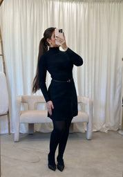 Liv Turtleneck Mini Dress (Black)